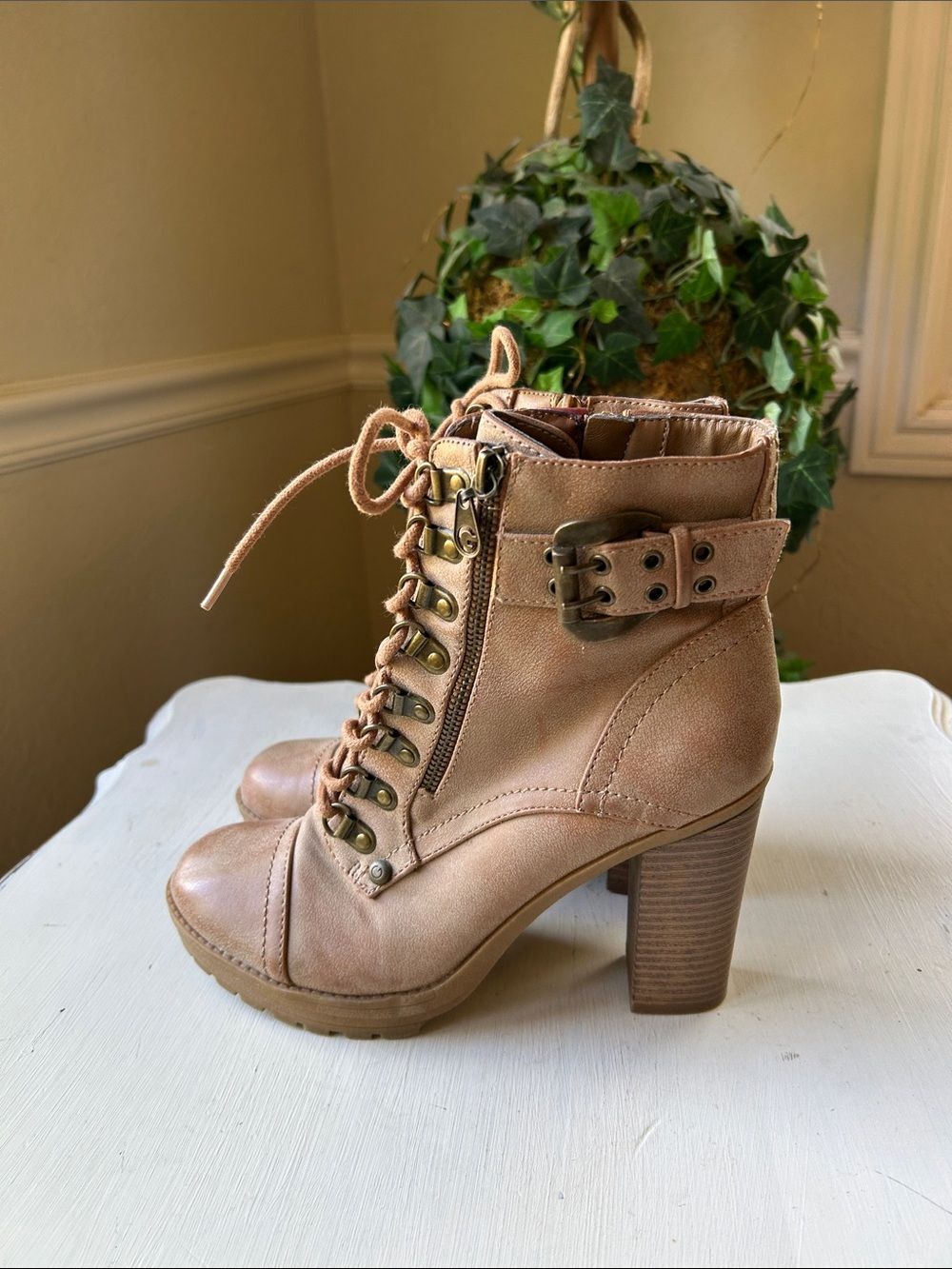 Women's Guess Lace-Up High Heel Ankle Boots